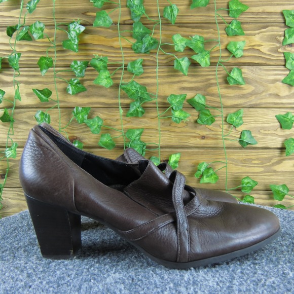 Umberto Raffini Women's 39 Brown Leather Block Heel Ankle Bootie Comfort Shoe - Picture 3 of 7